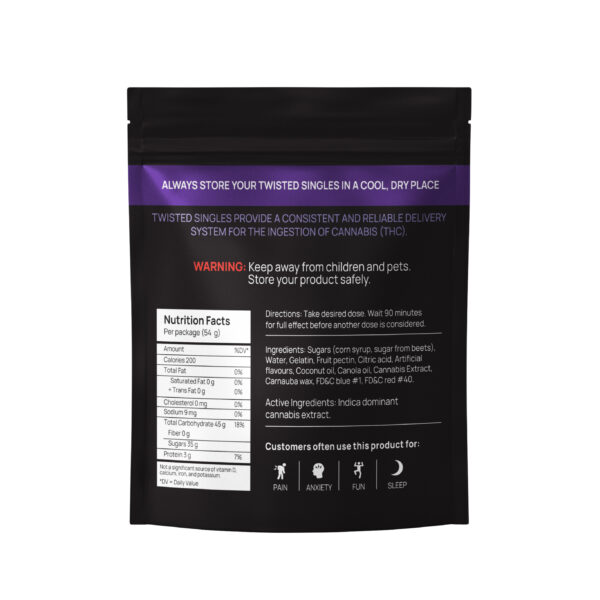 Indica Blueberry High Dose Twisted Singles (1200 mg THC) - Image 3